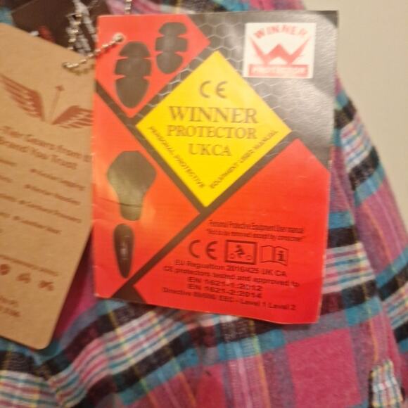 Stockodea Womens Medium Bike Shirt. Pink Flannel With Kevlar Inserts NWT - Picture 6 of 13